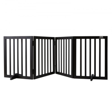 Free Standing Dog Gate 24x80.3 inch Freestanding Pet Gate Foldable Brown
