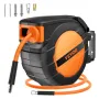 Retractable Air Hose Reel, 3/8IN x 50FT Hybrid Air Hose Max 300PSI, Air Compressor Hose Reel Auto-Rewind with 5FT Lead in, Ceili