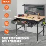 Multifunktionelt fast træ arbejdsbænk 48x24 "med pegboard