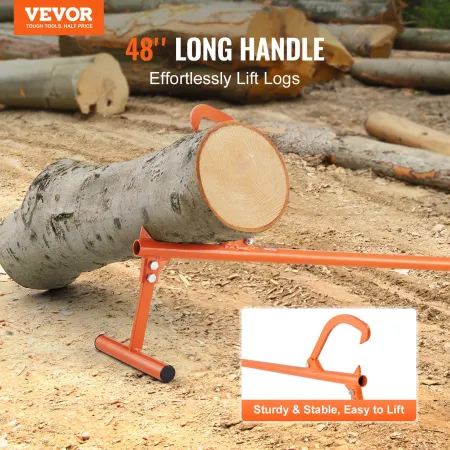 Timberjack, 48 in, Heavy Duty Log Lifter with Metal Handle, Log Roller with Adjustable Cant Hook, Logging Tools Log Jack for Log