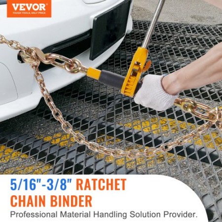 Ratchet Chain Binder, 5/16"-3/8" Heavy Duty Load Binders, with G80 Chains 7100 lbs Secure Load Limit, Labor-saving Anti-skid