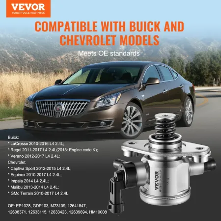 High Pressure Fuel Pump with Gasket and Bolts, Compatible with Buick LaCrosse, Regal, Verano, Chevrolet Captiva Sport, Equinox, 