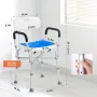 Shower Chair Seat, 400 lbs Capacity, Shower Stool with Crossing Bar, Padded Armrests and Back, Shower Chair for Inside Shower Ba