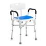 Shower Chair Seat, 400 lbs Capacity, Shower Stool with Crossing Bar, Padded Armrests and Back, Shower Chair for Inside Shower Ba