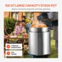 Stainless Steel Stockpot, 100 Quart Large Cooking Pots, Cookware Sauce Pot with Basket, Lid, and Handle, Heavy Duty Commercial G