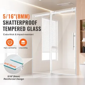 Rammeløs brusedør 136-139 cm x 183 cm SGCC hærdet glas 13,5 cm