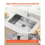 70cm Kitchen Sink Workstation, 304 Stainless Steel Undermount Sinks, Drop-In Single Bowl Farmhouse Basin with Accessories, House