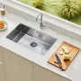 70cm Kitchen Sink Workstation, 304 Stainless Steel Undermount Sinks, Drop-In Single Bowl Farmhouse Basin with Accessories, House