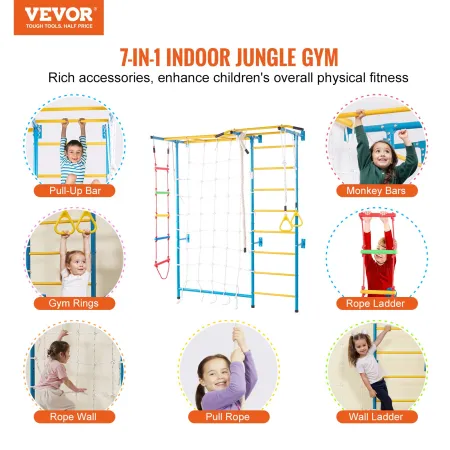 Wall Gym til Kids 7 i 1 Steel Indoor Kids Gym til
