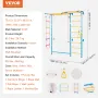 Indoor Jungle Gym for Toddlers, 7-in-1 Climbing Playset with Carbon Steel Swedish Ladder, Wall Ladder, Pull-Up Bar, Rope Ladder,