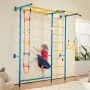 Indoor Jungle Gym for Toddlers, 7-in-1 Climbing Playset with Carbon Steel Swedish Ladder, Wall Ladder, Pull-Up Bar, Rope Ladder,