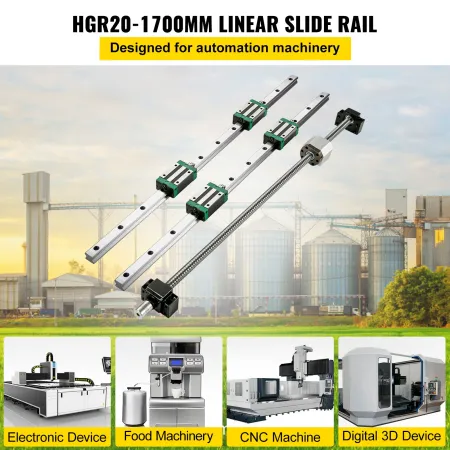 Lineær styreskinne 2 stk HGR20-1700 mm lineær glideskinne med 1