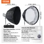 Parabolic Softbox, 33 in / 850 mm, Quick Release and Quick Fold, Lightweight and Portable, Universal Bowens Mount, 4 Lighting Ef