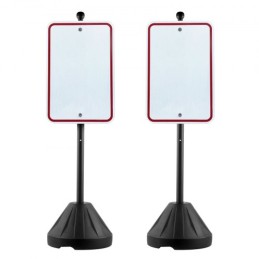 Cast Iron Sign Post 5 ft Portable U-Channel Sign Stand with Wheels Black