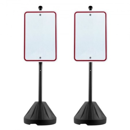 Cast Iron Sign Post 5 ft Portable U-Channel Sign Stand with Wheels Black