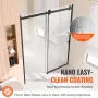 Frameless Shower Door, 58-59" W x 75" H, Shower Sliding Glass Door with 5/16"(8mm) Clear SGCC Tempered Glass, Waterproof Shatter