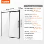 Rammeløs brusedør 132-138 cm x 183 cm hærdet glas 13,5 cm