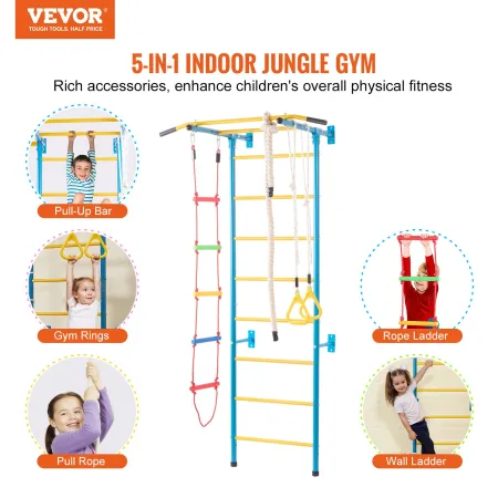 Wall Gym for Kids 5 i 1 Steel Indoor Kids Gym til