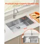 76cm Kitchen Sink Workstation, 304 Stainless Steel Undermount Sinks, Drop-In Single Bowl Farmhouse Basin with Accessories, House