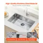 76cm Kitchen Sink Workstation, 304 Stainless Steel Undermount Sinks, Drop-In Single Bowl Farmhouse Basin with Accessories, House