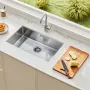 76cm Kitchen Sink Workstation, 304 Stainless Steel Undermount Sinks, Drop-In Single Bowl Farmhouse Basin with Accessories, House