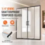 Semi-frameless Shower Door, 57.8-59" W x 70" H, Double Sliding Glass Door with 1/4"(6mm) Clear Tempered Glass, Waterproof Shatte