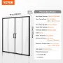 Semi-frameless Shower Door, 57.8-59" W x 70" H, Double Sliding Glass Door with 1/4"(6mm) Clear Tempered Glass, Waterproof Shatte