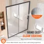 Brusedør uden ramme 137-142 cm x 182 cm Hærdet glas 6 mm Matsort