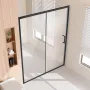 Semi-frameless Shower Door, 57.7-59" W x 70" H, Shower Sliding Glass Door with 1/4"(6mm) Clear Tempered Glass, Waterproof Shatte
