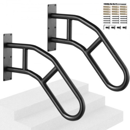 2 PCS Handrails for Outdoor Steps 29" Wall Mount Railings for 1-3 Steps