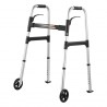 Folding Walker Aluminum Mobility Walker Aid with Adjustable Height & Wheel