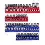 Magnetic Socket Organizer Set, 4PCS Magnetic Socket Holder, 1/4'' & 3/8'' Metric SAE Socket Trays with Clear Labels, Hold up to 