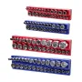 Magnetic Socket Organizer Set, 4PCS Magnetic Socket Holder, 1/4'' & 3/8'' Metric SAE Socket Trays with Clear Labels, Hold up to 
