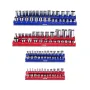 Magnetic Socket Organizer Set, 4PCS Magnetic Socket Holder, 1/4'' & 3/8'' Metric SAE Socket Trays with Clear Labels, Hold up to 