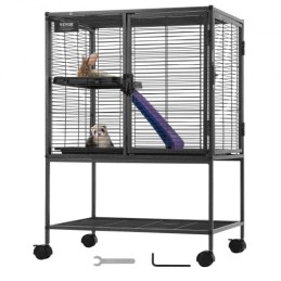 34 "Metal Small Animal Cage 2-lags rullende ilderbur med bakke en rampe