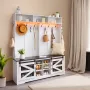 Hall Tree Wood Hall Tree med bænk 12 kroge til entryway &