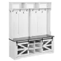 Hall Tree, Wooden Hall Tree with Bench and Shoe Storage, White Hall Tree with Coat Rack, Adjustable Shelves and 12 Hanging Hooks