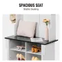 Hall Tree, Wooden Hall Tree with Bench and Shoe Storage, White Hall Tree with Coat Rack, Adjustable Shelves and 5 Hanging Hooks,