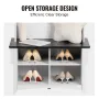 Hall Tree, Wooden Hall Tree with Bench and Shoe Storage, White Hall Tree with Coat Rack, Adjustable Shelves and 5 Hanging Hooks,