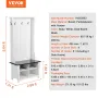 Hall Tree, Wooden Hall Tree with Bench and Shoe Storage, White Hall Tree with Coat Rack, Adjustable Shelves and 5 Hanging Hooks,