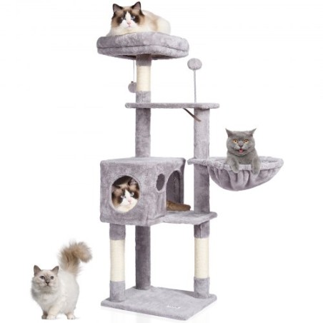 Cat Tree 45.2" Cat Tower with Cat Condo Sisal Scratching Post Light Grey