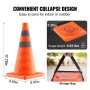 Safety Cones, 4 Pack 18 inch Collapsible Traffic Cones, Construction Cones with Reflective Collars, Wide Base and A Storage