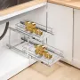 12"Wx21"Dx15"H Pull Out Cabinet Organizer, Heavy Duty Slide Out Pantry Shelves, Steel Roll Out Drawers, Sliding Drawer Storage f