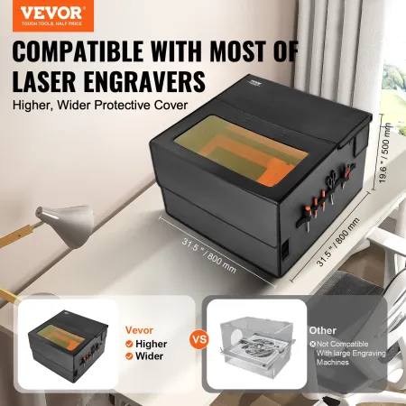 Laser Engraver Enclosure, 800 x 800 x 500 mm(31.5 x 31.5 x 19.6"), Flame Retardant and Fireproof Protective Cover, with Exhaust 