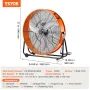 Drum Fan, 30 Inch High Velocity Industrial Shop Fan, Heavy Duty Commercial Use 3-Speed 13000CFM, 360°Adjustable Tilting Industri