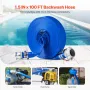 Backwash Hose, 38 mm(1.5 in) x 30.5 m(100 ft), Blue High Quality PVC Hose, with Clamps, Camlock, Aluminum Fittings, Fit Various 