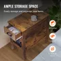 Farmhouse End Table, Night Stand with USB Ports and Outlets, 3 Tiers End Table Side Table with Storage Cabinet and 1 Drawer, Ide