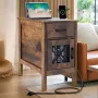 Farmhouse End Table Night Stand med USB Ports & Outlets 3 Tiers