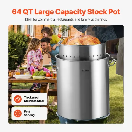 Stainless Steel Stockpot, 54L Large Cooking Pots, Cookware Sauce Pot with Basket, Lid, and Handle, Heavy Duty Commercial Grade S