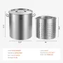 Stainless Steel Stockpot, 54L Large Cooking Pots, Cookware Sauce Pot with Basket, Lid, and Handle, Heavy Duty Commercial Grade S